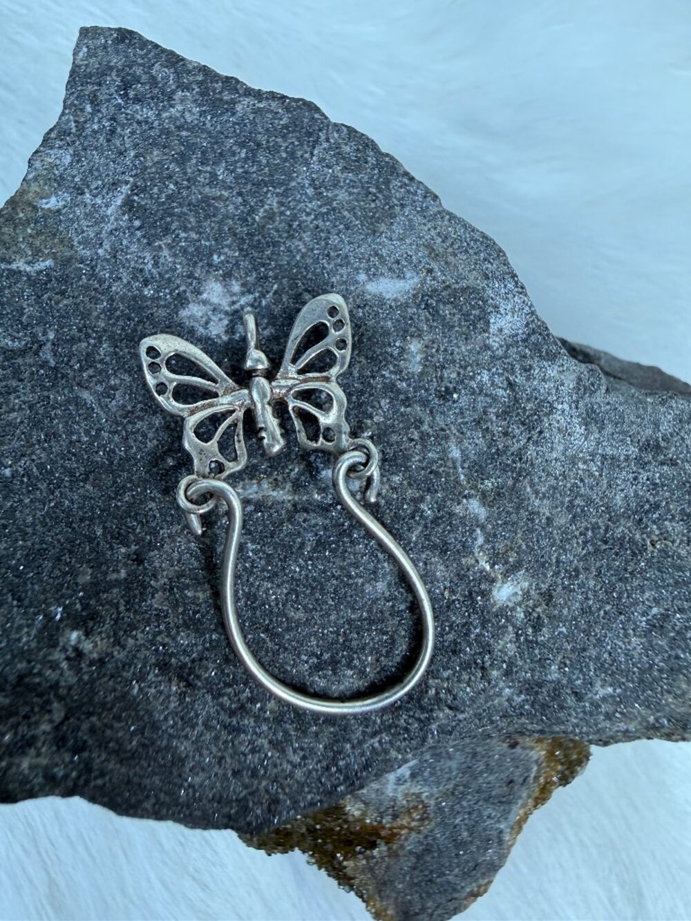 Vintage Butterfly Pendant Charm Holder Sterling Silver Pendant 1.25" X .75"